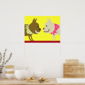 Poster Deux Chiens Bandana - Jaune (Cuisine)