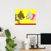 Poster Deux Chiens Bandana - Jaune (Bureau à domicile)