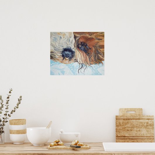 Poster Deux Chiens Pekingese (Cuisine)