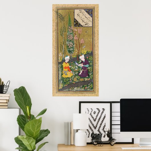 Poster Deux chiffres Lecture et détente dans un verger (Bureau à domicile)