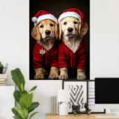 Poster Deux chiots de Noël (Bureau à domicile)