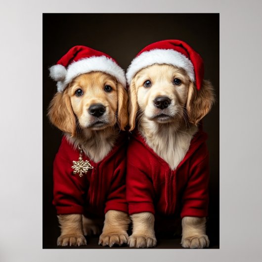 Poster Deux chiots de Noël (Devant)