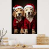 Poster Deux chiots de Noël (Cuisine)