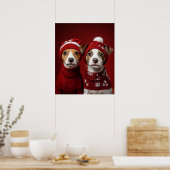Poster Deux chiots de Noël (Cuisine)