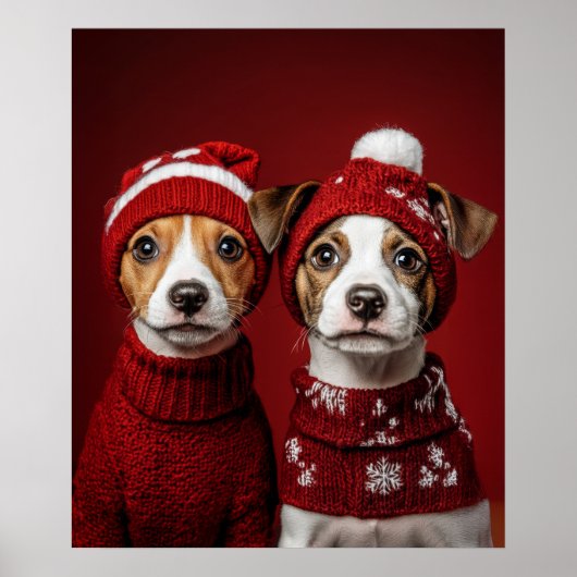 Poster Deux chiots de Noël (Devant)