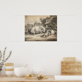 Poster Deux cochons couchés dans la paille dans un stylo  (Cuisine)