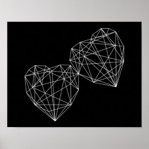 Poster Deux coeurs noircissent l'affiche minimale