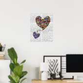 Poster Deux Coeurs papillons (Bureau à domicile)