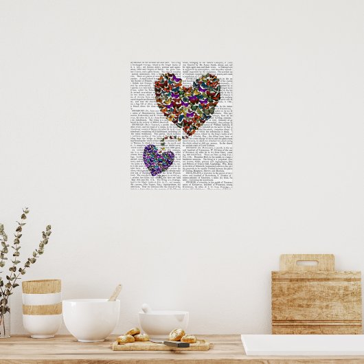 Poster Deux Coeurs papillons (Cuisine)