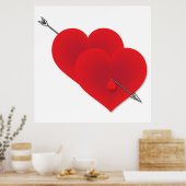 Poster Deux coeurs rouges (Cuisine)