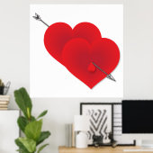 Poster Deux coeurs rouges (Bureau à domicile)