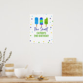 Poster Deux Cool 2e Anniversaire Glace Bleue Verte (Cuisine)