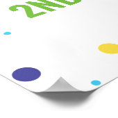 Poster Deux Cool 2e Anniversaire Glace Bleue Verte (Coin)