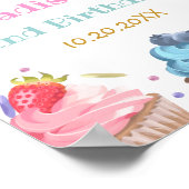 Poster Deux Cupcake sucré 2e fête de bonbons d'anniversai (Coin)