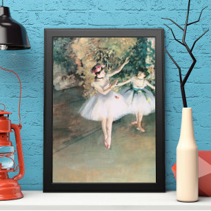 Poster Deux danseuses sur une scène par Edgar Degas, Art