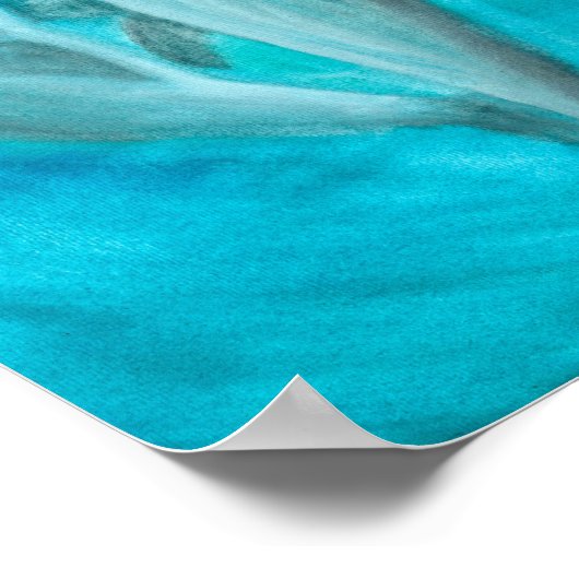 Poster Deux dauphins jouant sauvage et libre dans l'océan (Coin)