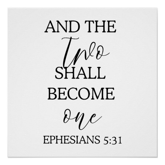 Poster "Deux deviendront un" Mariage Tapisserie fond (Devant)