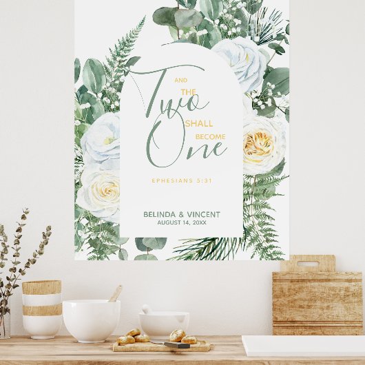 Poster Deux Deviendront Un Mariage Versé Par La Bible (Cuisine)