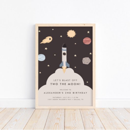 Poster Deux enfants de la Lune dans l'espace extra-atmosp