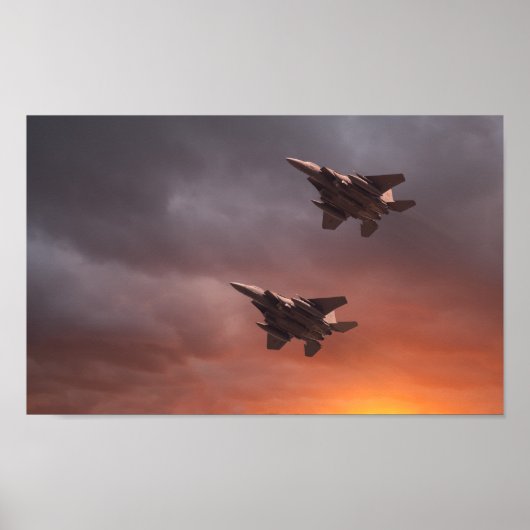 Poster Deux F-15E volants à basse altitude frappent des a (Devant)