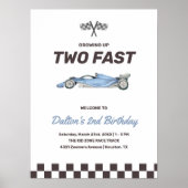 Poster Deux Fast Race Car 2nd Boy's Birthday Party Bienve (Devant)