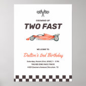 Poster Deux Fast Race Car 2nd Boy's Birthday Party Bienve (Devant)