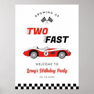 Poster Deux Fast Red Vintage Race Car Bienvenue
