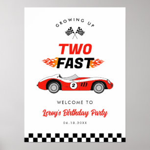 Poster Deux Fast Vintage Race Car Boy 2e anniversaire Bie