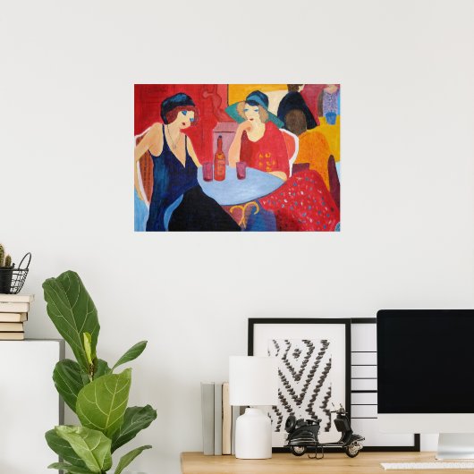 Poster Deux femmes dans un café - Imprimer (Bureau à domicile)