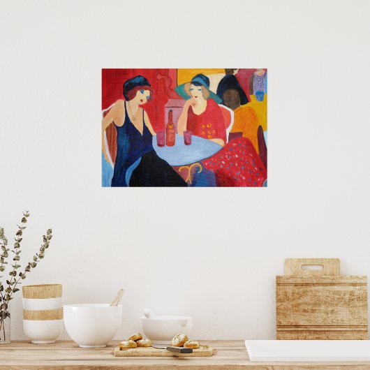 Poster Deux femmes dans un café - Imprimer (Cuisine)