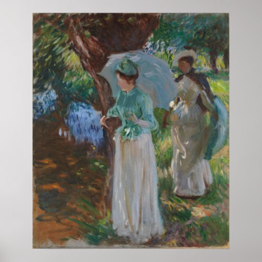 Poster Deux filles avec des parasols (Devant)