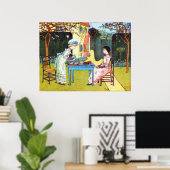 Poster : Deux Filles Victoriennes Avec Thé (Bureau à domicile)