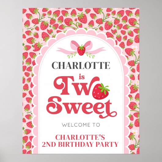 Poster Deux fraises sucrées 2e anniversaire 16x20 Bienven (Devant)