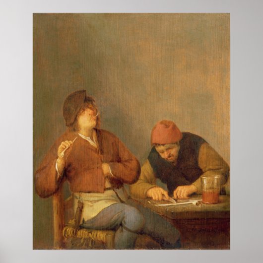 Poster Deux fumeurs dans un intérieur, 1643 (Devant)