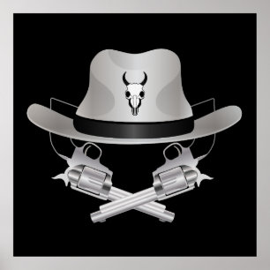 Poster Deux fusils croisés et casquette