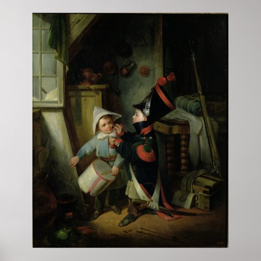 Poster Deux garçons qui s'habillent en soldats (Devant)