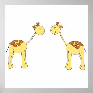 Poster Deux Giraffes Face. Dessin