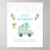 Poster Deux glaces douces anniversaire gâter table signe  (Devant)