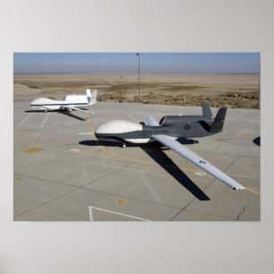 Poster Deux Global Hawks stationnés sur une rampe