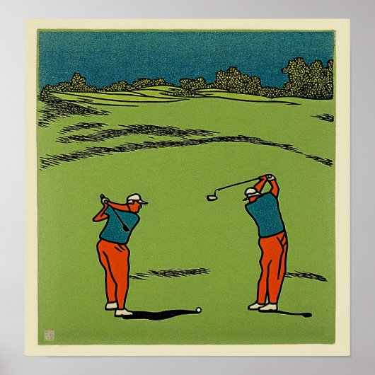 Poster Deux golfeurs Boîtier Imprimé (Devant)