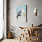 Poster Deux Hawks perchés sur une branche contre un ciel