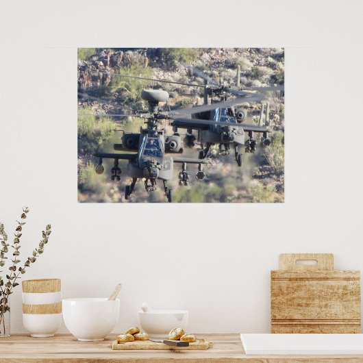 Poster Deux hélicoptères Apache AH-64 (Cuisine)
