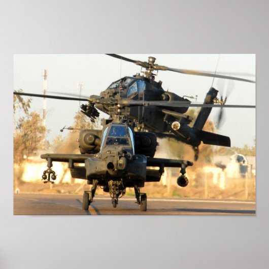 Poster Deux hélicoptères Apache AH-64 (Devant)