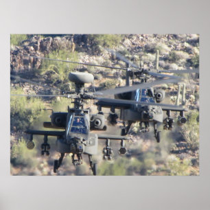 Poster Deux hélicoptères d'AH-64 Apache