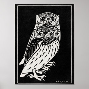 Poster Deux hiboux par Julie de Graag,