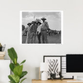 Poster Deux hommes et deux femmes au rodéo (Bureau à domicile)