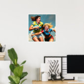 Poster Deux Joueuses De Rugby Art Imprimer (Bureau à domicile)