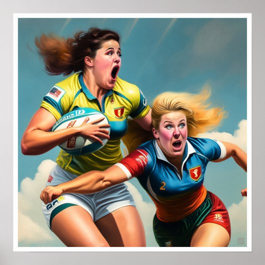 Poster Deux Joueuses De Rugby Art Imprimer (Devant)