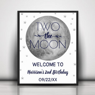 Poster Deux La Lune 2e fête d'anniversaire Bienvenue