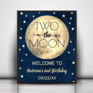 Poster Deux La Lune 2e fête d'anniversaire Bienvenue